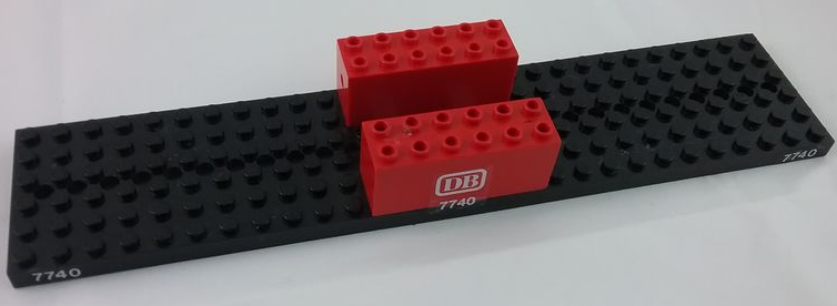 Lego Stickered Assembly 28 x 6 x 2 2/3 with White '7740' and 'DB' Pattern on Both Sides (Stickers) - Set 7740