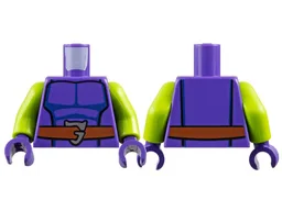 Torso Dark Blue Muscle Contours, Reddish Brown Belt with Silver Letter G Buckle Pattern / Lime Arms / Dark Purple Hands
