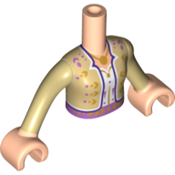 Lego Minidoll Torso Girl, Tan Jacket, White Shirt, Gold Necklace print, Light Nougat Arms and Hands / Light Nougat