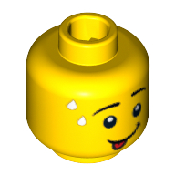 Lego Minifig Head Panda Guy, Sweat Drops, Tongue Out and White Pupils Print [Hollow Stud] / Yellow