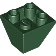 Brick Sloped Inverted 45° 2 x 2 Double Convex / Dark Green
