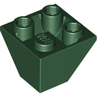 Lego Brick Sloped Inverted 45° 2 x 2 Double Convex / Dark Green