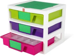 3-Drawer Storage (White - Lime/Purple/Dark Pink)