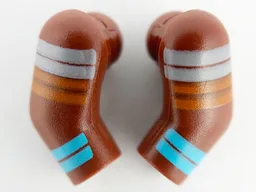 Arm, (Matching Left and Right) Pair with Light Bluish Gray, Orange and Medium Azure Stripes Pattern / Reddish Brown