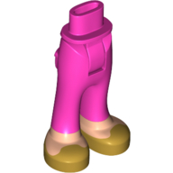 Lego Minidoll Hips and Trousers with Back Pockets and Light Nougat Legs, Gold Shoes / Dark Pink
