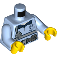 Lego Torso Shirt with Belt with Pouches, Handset and Police Badge / 'POLICE' Belt with Pouches and Radio on Back Print, Bright Light Blue Arms, Yellow Hands / Bright Light Blue
