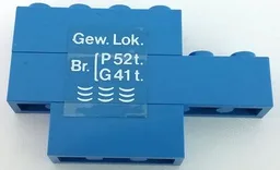 Stickered Assembly 6 x 1 x 3 with White 'Gew. Lok.' Pattern Model Right Side (Sticker) - Set 7760