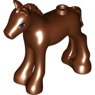 Lego Animal, Horse / Foal, with Brown Eyes and Black Eyelashes Print / Reddish Brown