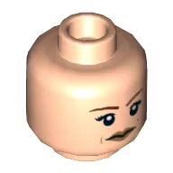Minifig Head Erin Gilbert, Dual Sided, Reddish Brown Eyebrows, Dark Tan Lips, Neutral / Scared Print [Hollow Stud] / Light Nougat