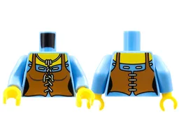 Torso Castle Kingdoms Female Corset with Brown Apron Pattern / Medium Blue Arms / Yellow Hands