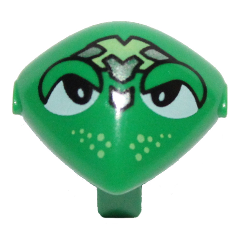 Lego Minifig Head Special with Clip and Lime and Silver Head Device and Lime Freckles Print (Martian) / Green