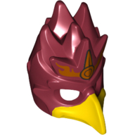 Lego Mask Bird (Phoenix) with Yellow Beak and Gold Headpiece with Flames Print / Dark Red