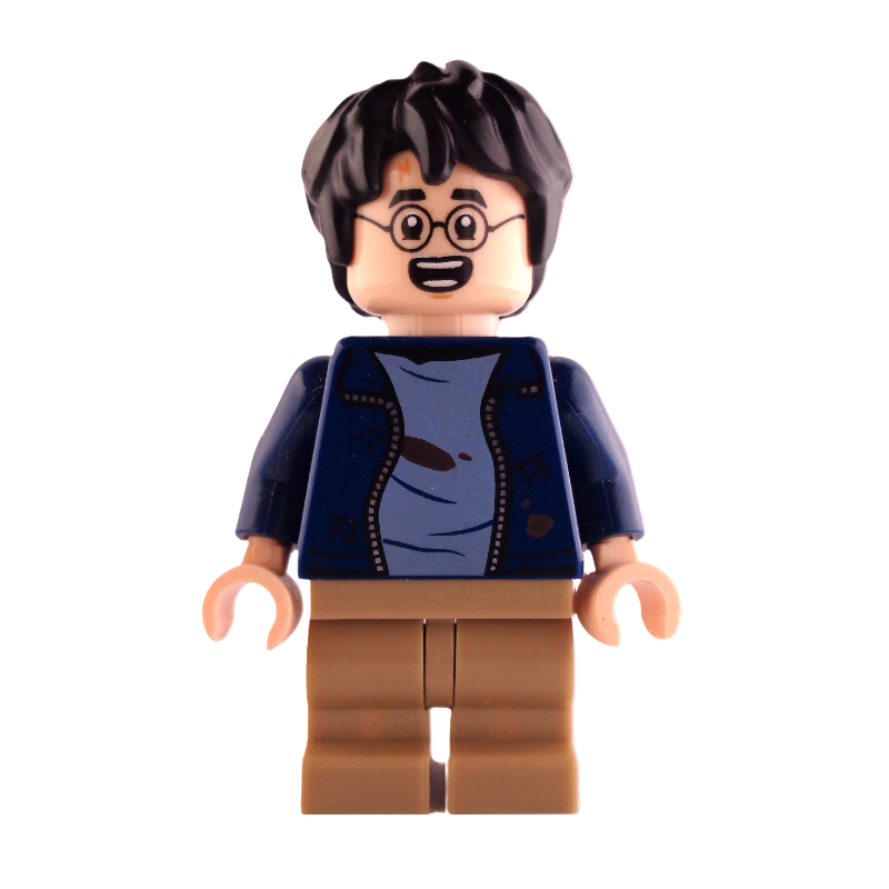 Lego Harry Potter, Dark Blue Jacket Dirty, Medium Legs, Open Mouth