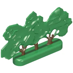 Plant, Tree Flat Bush painted with hollow base / Green