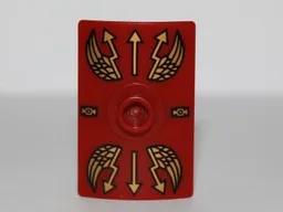 Shield Rectangular Curved with Stud with Gold Lightning Wings and Arrows Print