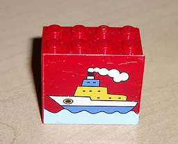 Brick 2 x 4 x 3 with Boat on Water Pattern (Sticker) - Set 4178