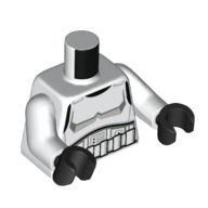 Lego Torso Stormtrooper, Detailed Armor with Thick Chest Lines Print, White Arms, Black Hands / White