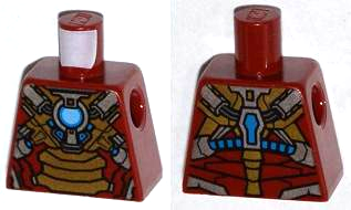 Lego Torso Armor with Blue and Medium Blue Circle Arc Reactor, Gold Panels, Silver Trim Pattern (Iron Man Mark 17)
