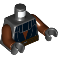 Lego Torso Layered Robe with Belt Print (Anakin Skywalker), Reddish Brown Arms, Black Hands / Black