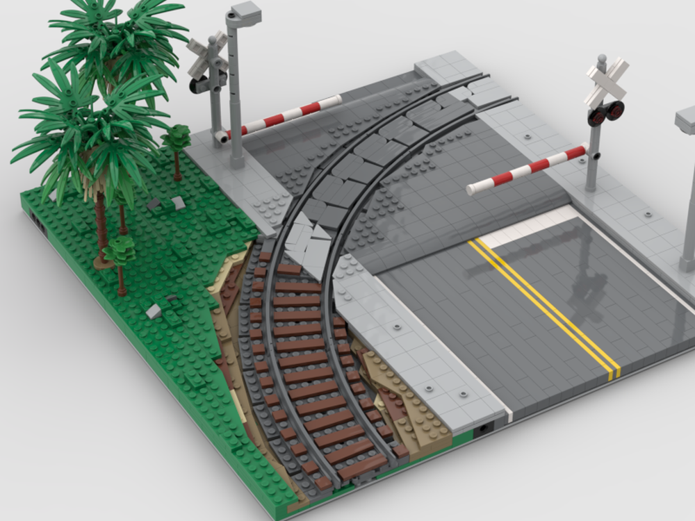 Lego Curved Train Track Mils Road Railroad Crossing