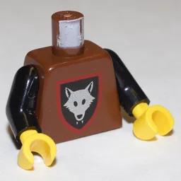 Torso, Armor, Wolfpack Print, Black Arms, Yellow Hands / Brown