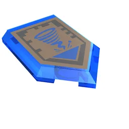 Tile Special 2 x 3 Pentagonal with Nexo Power Shield Print - Sword Tornado / Trans-Dark Blue