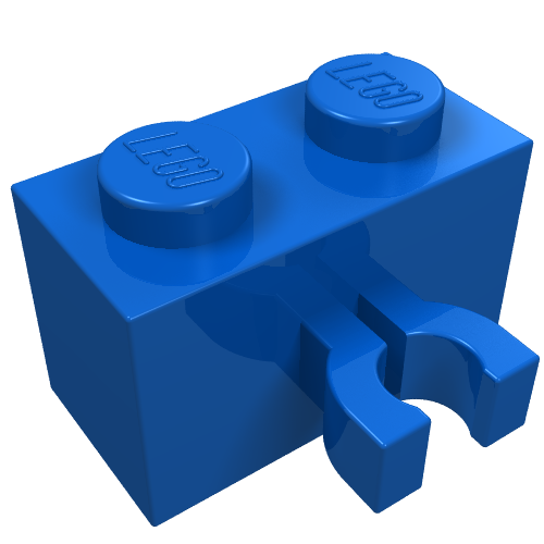 Lego Brick Special 1 x 2 with Vertical Clip [Thick U Clip] / Blue