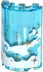Lego Cylinder Half 2 x 4 x 5 with 1 x 2 Cutout with White Smoke and Gold Stars Pattern (Sticker) - Set 41105