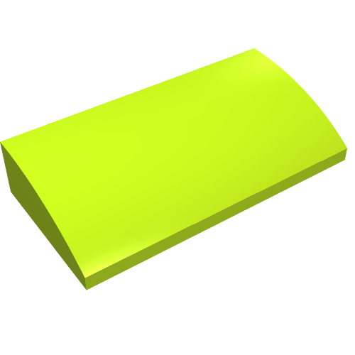 Lego Brick Curved 2 x 4 x 2/3 No Studs [No Bottom Tubes] / Lime