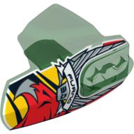 Lego Large Figure Limb Cover, Size 5, Armor with Ball Joint Socket with 'FURNO 3.0' and Red Eagle Head Print / Trans-Green