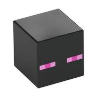 Minifig Head Special, Cube with Enderman Face Print / Black