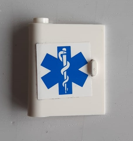 Lego Door 1 x 3 x 3 Left with Blue EMT Star of Life Pattern (Sticker) - Set 6164
