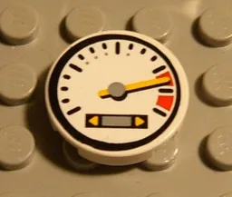 Tile, Round 2 x 2 with Tachometer and Red Lines Pattern (Sticker) - Set 8448