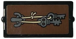 Glass for Window 1 x 2 x 3 with Dark Bluish Gray Hook and Keys with Tan String Pattern (Sticker) - Set 76428