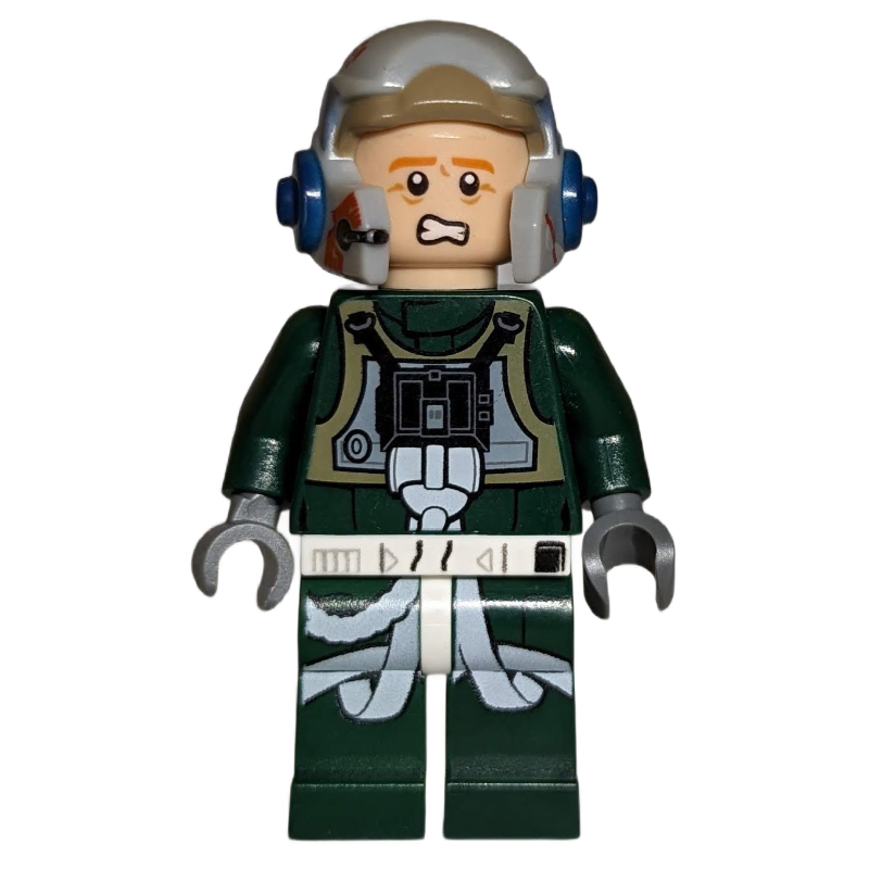 Lego Rebel Pilot A-wing, Dark Green Uniform, Sand Blue Helmet Stripe