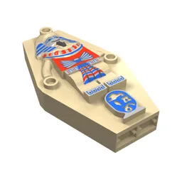 Sarcophagus Lid 2 x 4 x 6 with Mummy Relief with Red, Blue and Gold Print / Tan