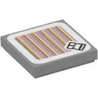 Tile 2 x 2 with Stone Eye and Barcode Print (Sticker) / Light Bluish Gray