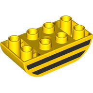 Lego Duplo Brick 2 x 4 Curved Bottom with Black Lines (Bee) print / Yellow