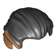 Lego Hair Swept Back with Pointy Ears Medium Nougat, Dark Turquoise Tips Print