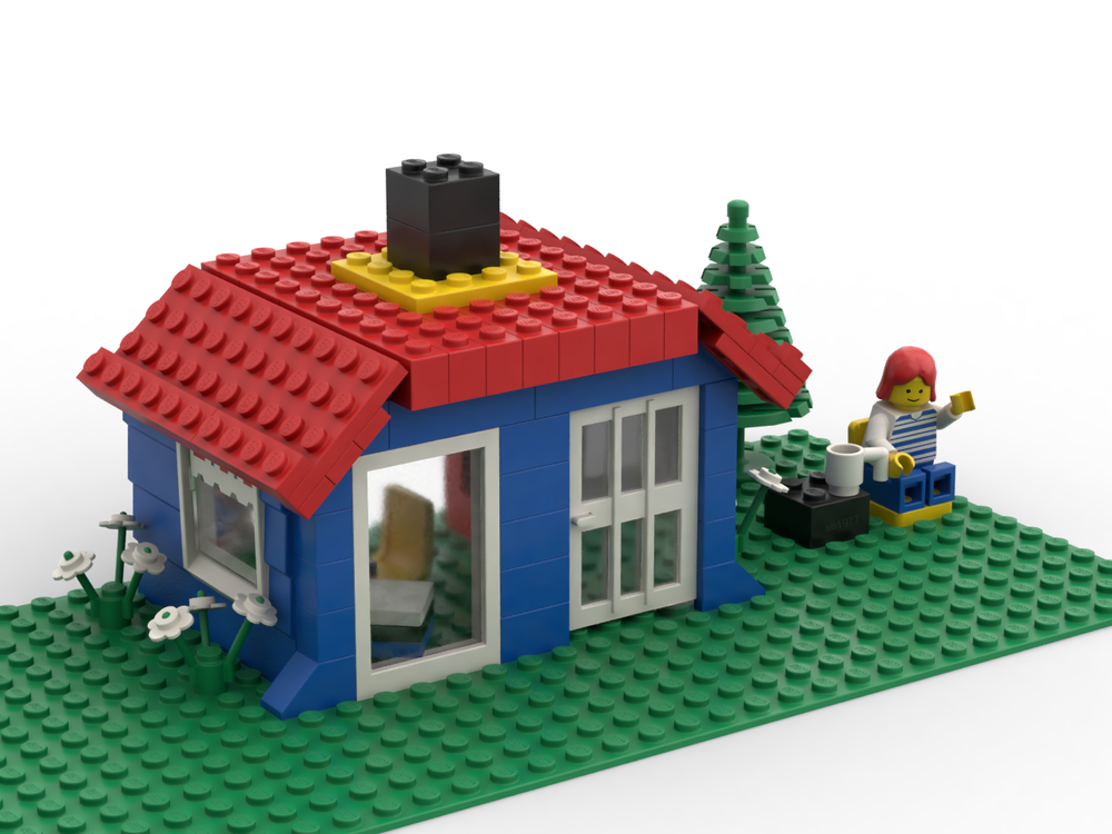 Lego 6370 House with walls of slope bricks