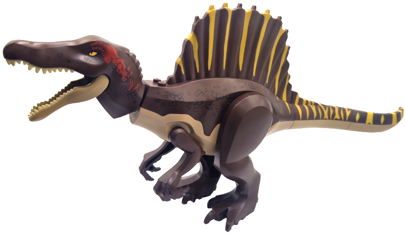 Lego Dinosaur Spinosaurus with Dark Brown Back and Bright Light Orange Stripes