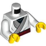 Lego Torso Robe, Black Shirt, Dark Red Sash Print, White Arms, Yellow Hands / White