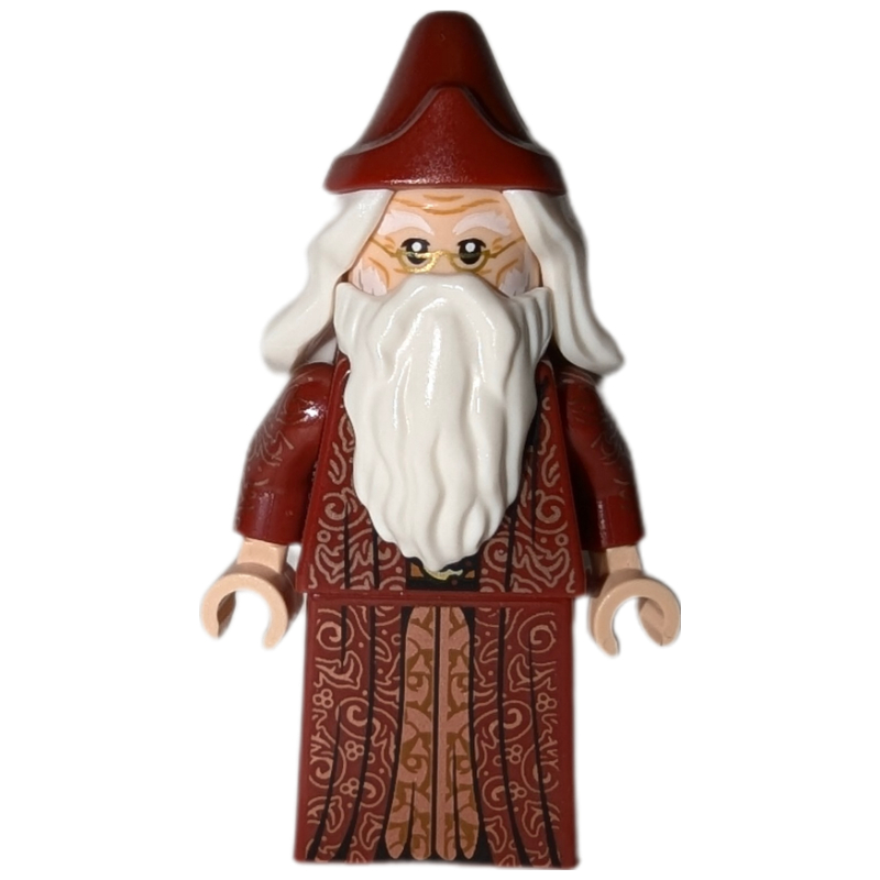 Lego Albus Dumbledore, Dark Red Robe with Skirt, Plain Hat