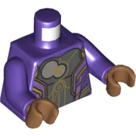 Torso Armor, Dark Bluish Gray Panels, Gold Trim, Light Bluish Gray Circles Print, Dark Purple Arms, Nougat Hands / Dark Purple