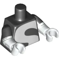 Torso, Dual Molded Arms, Large White 'S' Print, Black Sleeves Pattern, White Arms and Hands with Silver Lines Print / Black