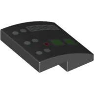 Brick Curved 2 x 2 x 2/3 with Darth Vader Control Panel, Buttons, Lights Print / Black