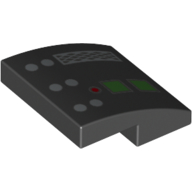 Lego Brick Curved 2 x 2 x 2/3 with Darth Vader Control Panel, Buttons, Lights print / Black