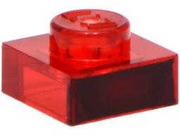 Plate 1 x 1 with Black Side Pattern / Trans-Red