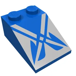 Brick Sloped 33° 3 x 2 with Crisscross Star Wars Print / Blue