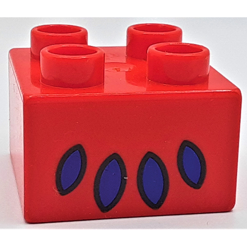 Lego Duplo Brick 2 x 2 with Lion's Paw / Foot Print / Red